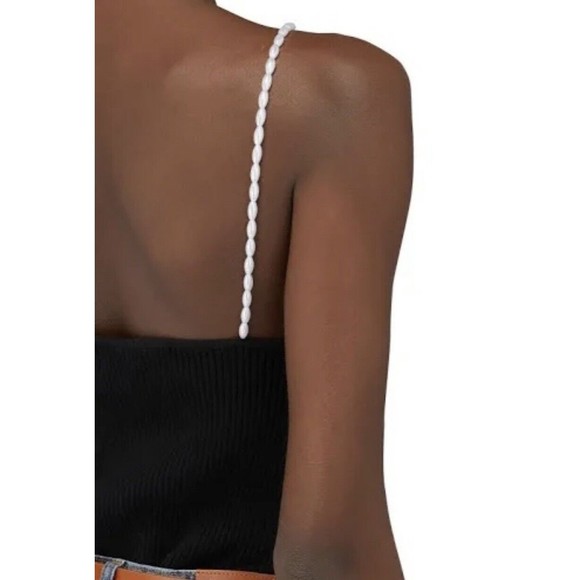 Musier Paris NWT Iconic Lena Pearl Tank Top in Black Size 38/Small - Picture 8 of 16